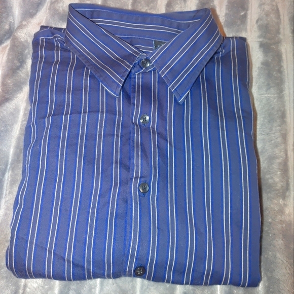 Van Heusen Other - Van Heusen Blue Striped Men's Button Up Shirt, Size XL